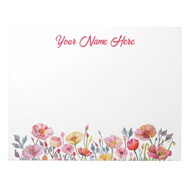 Bloco De Notas Bold, Personalized Notepad with Poppy Theme (Frente)