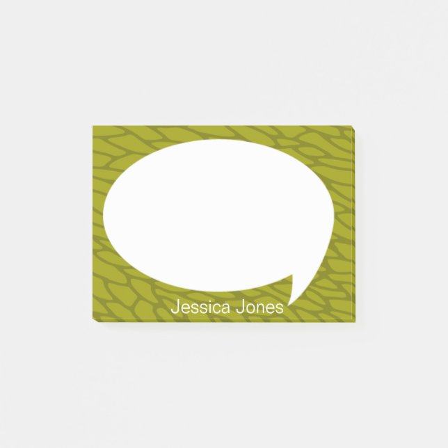 Bloco De Notas Bolha da conversa do verde limão arredondada (Frente)