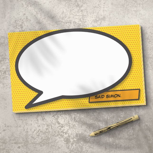 Bloco De Notas Bolha de Fala Personalizada Diversão Quadrinho (Personalized Speech Bubble Fun Comic Book Post-it Notes)