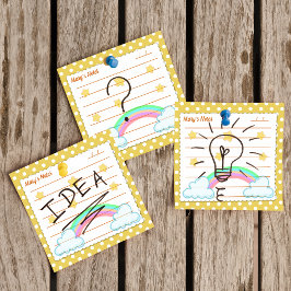 Bloco De Notas Bolinhas amarelas, estrelas agudas e arco-íris 3" 