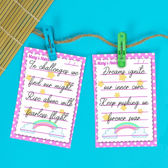 Bloco De Notas Bolinhas azuis, estrelas agudas e arco-íris 4" x 6 (Criador carregado)