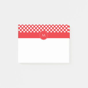 Bloco De Notas Bolinhas brancas e vermelhas Monogrammed