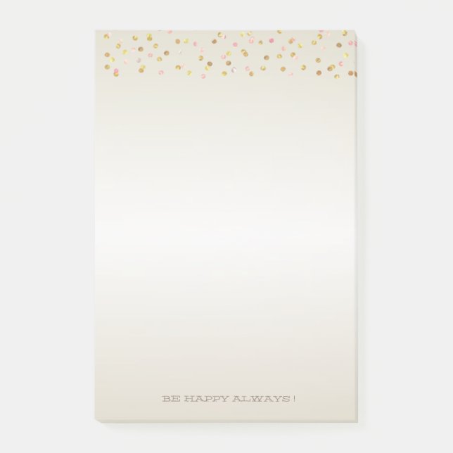 Bloco De Notas Bolinhas Douradas modernas, Confetti-Personalizada (Frente)