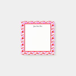 Bloco De Notas Bolinhas e Círculos Vermelhos - Adesivos Editáveis