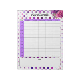 Bloco De Notas Bolinhas Florais Roxas _ Calendário Clínico