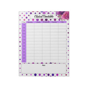 Bloco De Notas Bolinhas Florais Roxas _ Calendário Clínico