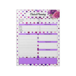 Bloco De Notas Bolinhas Florais Roxas _ Planeamento Clínico