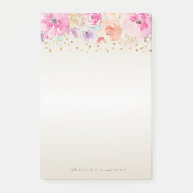 Bloco De Notas Bolinhas modernas,Confetti,Flores -Personalizadas (Frente)