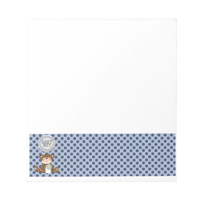 Bloco De Notas Bolinhas pretas em azul com Urso de Teddy (Frente)