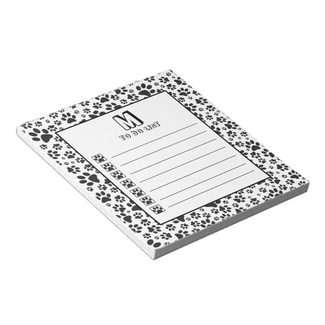 Bloco de notas Bolinhas preto e branco (Inclinado)