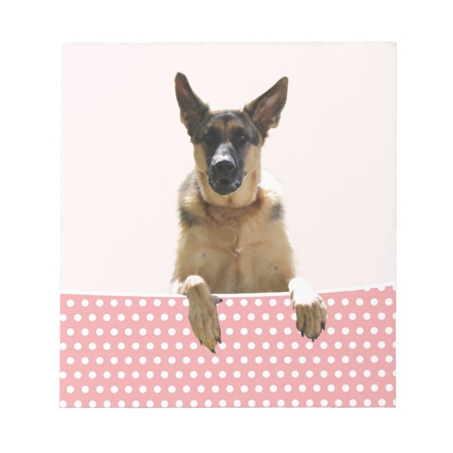 Bloco De Notas Bolinhas Rosa german shepherd (Frente)