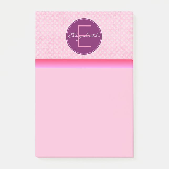 Bloco De Notas Bolinhas Rosa Monograma (Frente)
