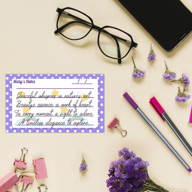 Bloco De Notas Bolinhas roxas, estrelas bonitas e arco-íris 10" x (Criador carregado)