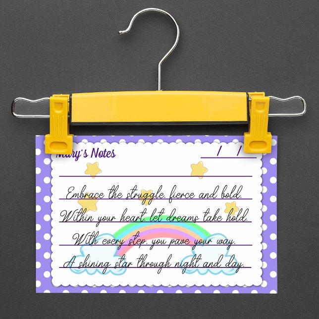 Bloco De Notas Bolinhas roxas, estrelas bonitas e arco-íris 4" x  (Criador carregado)