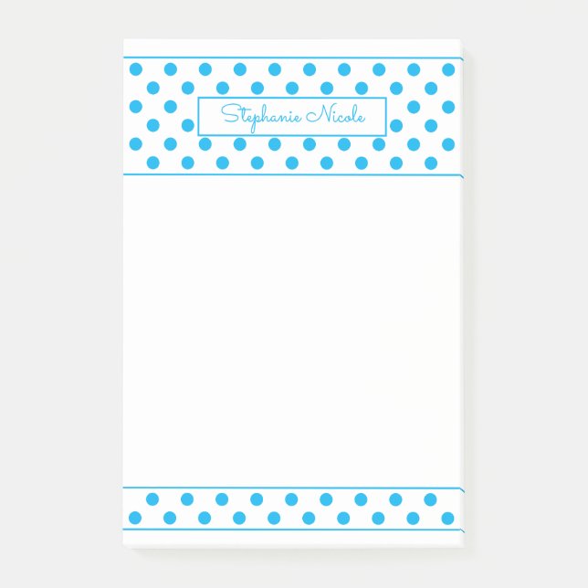 Bloco De Notas Bolinhas Simples Azul do Céu Personalizado (Frente)