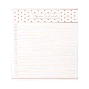 Bloco De Notas Bolinhas Simples Laranja Uma Coluna Para Fazer Lis
