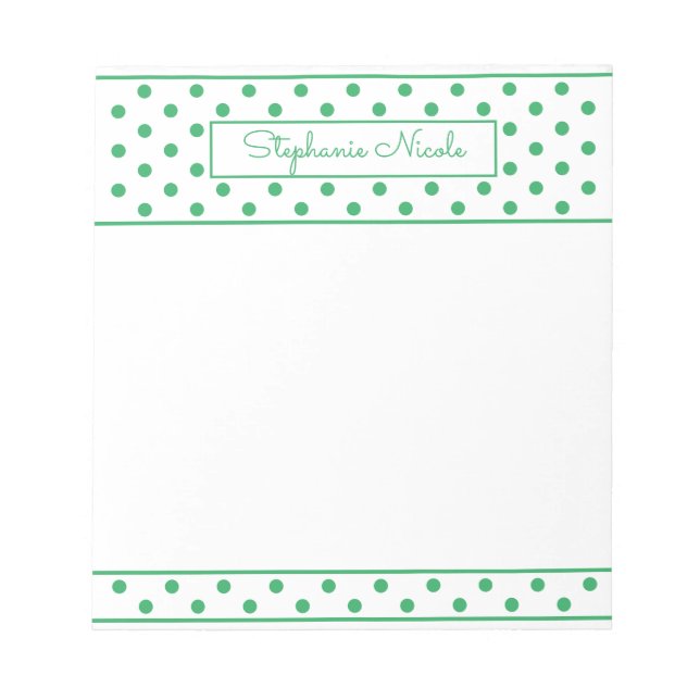 Bloco De Notas Bolinhas simples, verde personalizado (Frente)