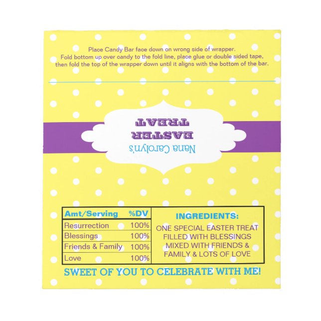 Bloco De Notas Bolinhas Tratamento De Páscoas Favorece Molhantes  (Frente)