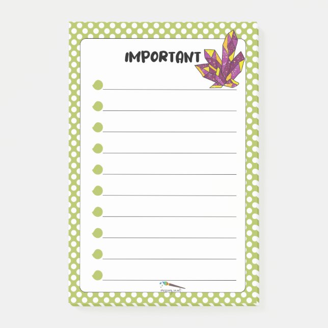 Bloco De Notas Bolinhas Verde Diamante Vermelho IMPORTANTE (Frente)