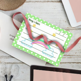 Bloco De Notas Bolinhas verdes, estrelas bonitas e arco-íris 4" x