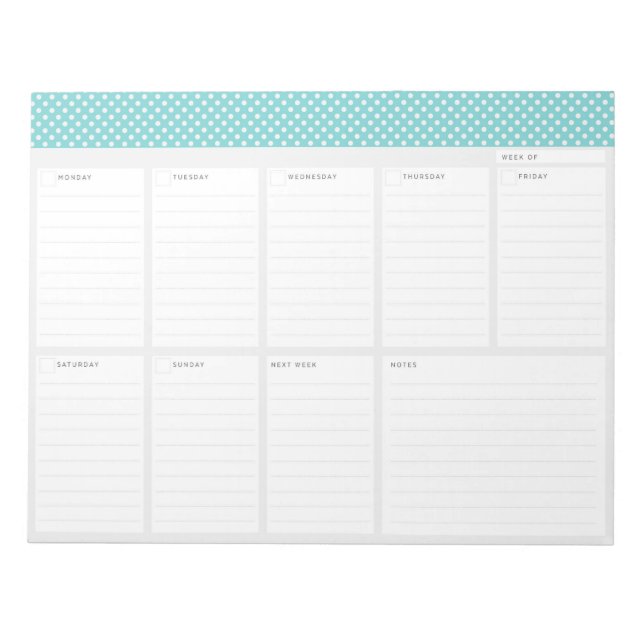 Bloco De Notas Bolinhas Weekly Desk Planner (Frente)