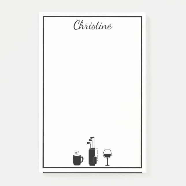 Bloco De Notas Bolinho Engraçado Vinho de Golfe Notas de Posto Pe (Frente)