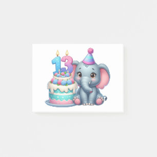Bloco De Notas Bolo de Elefante de 13º Aniversário