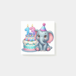 Bloco De Notas Bolo de Elefante de Aniversário de 13 anos