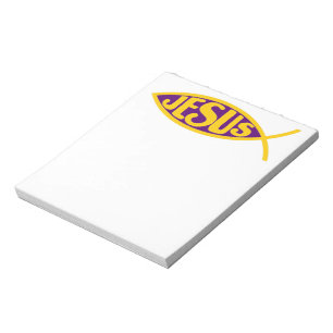 BLOCO DE NOTAS BOLSA DE SALVAÇÃO DE PEIXES DE CRISTO JESUS DOURAD