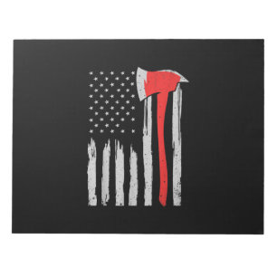 Bloco De Notas Bombeiro Vermelho da bandeira americana