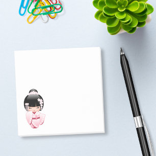 Bloco De Notas Boneca branca de Kokeshi do quimono - menina de