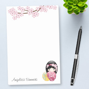 Bloco De Notas Boneca de Kokeshi do primavera - menina de gueixa
