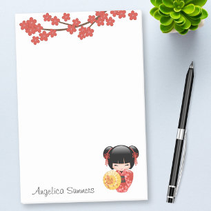 Bloco De Notas Boneca vermelha de Sakura Kokeshi - gueixa