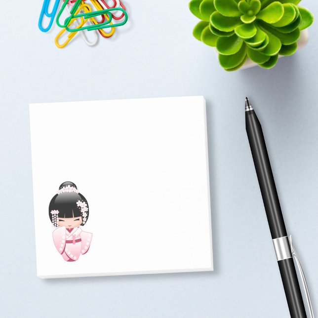 Bloco De Notas Boneca White Kimono Kokeshi - Garota Gisha Bonita (Criador carregado)
