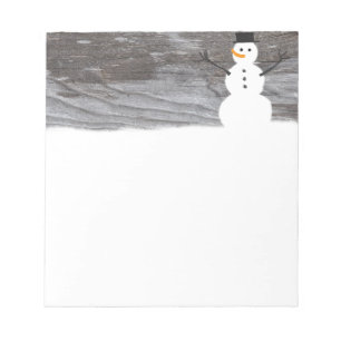 Bloco De Notas Boneco de neve de madeira rústico