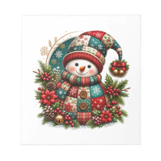 Bloco De Notas Boneco de Neve de Patchwork de Natal
