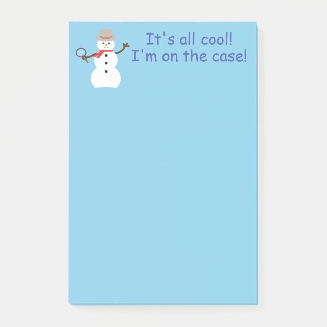 Bloco De Notas Boneco de Neve Detetive Azul Divertido e Elegante (Frente)