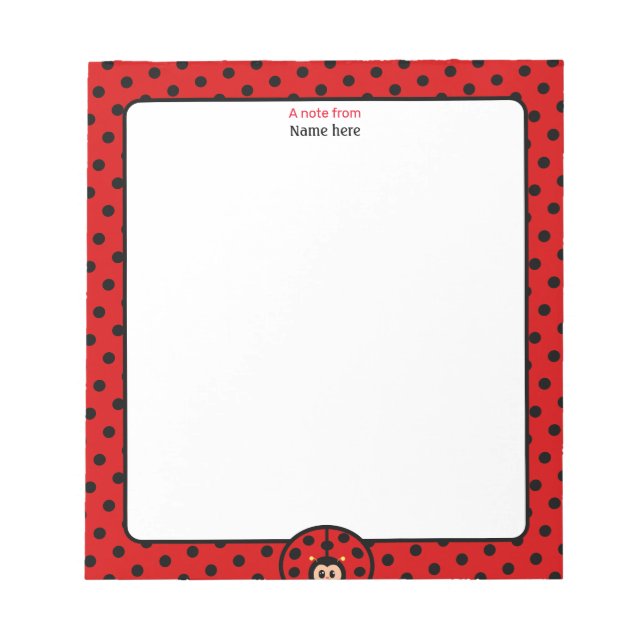 Bloco De Notas Bonita Lady Bug Simples (Frente)
