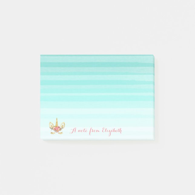 Bloco De Notas Bonita Menina, Cara De Unicórnio (Frente)