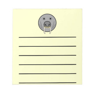 Bloco De Notas Bonita Roda de Cartoon Walrus Face