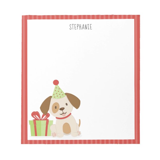 Bloco De Notas Bonito Aniversário do Puppy (Frente)