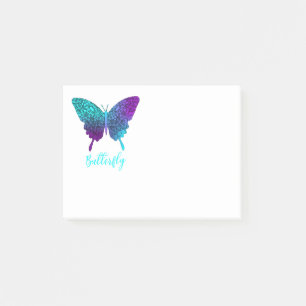 Bloco De Notas Bonito Butterfly Teal Purple Ombre Gráfico