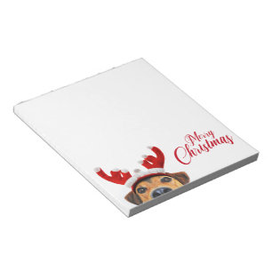 Bloco De Notas Bonito Cachorro de Natal Reindeer Antler Headband