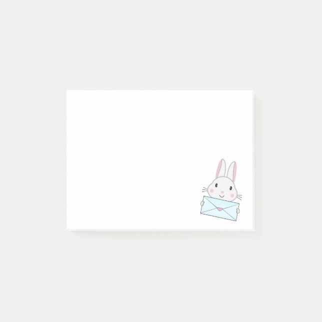 Bloco De Notas Bonito coelhinho segurando carta de amor (Frente)