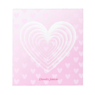 Bloco De Notas Bonito Coração Rosa com fundo Rosa