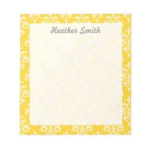 Bloco De Notas Bonito Damasco Amarelo Personalizado