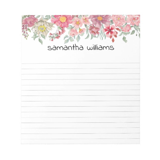 Bloco de notas bonito de borda floral (Frente)