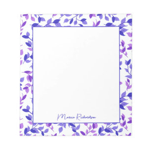 Bloco De Notas Bonito Escrito Moderno Floral Roxo Personalizado
