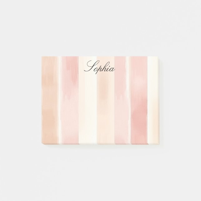 Bloco De Notas Bonito faixas de creme cor-de-rosa-pêssego (Frente)