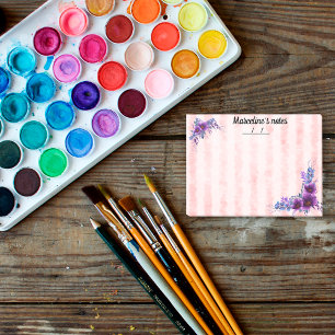 Bloco De Notas Bonito flor púrpura e tiras rosadas moles de 4" x